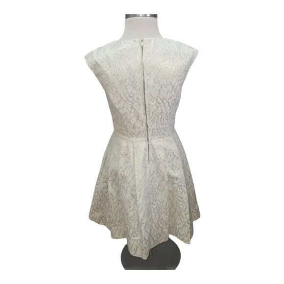 Eliza J Women's Fit & Flare Dress Jacquard Metallic Gold ivory Size 6 - Picture 5 of 13